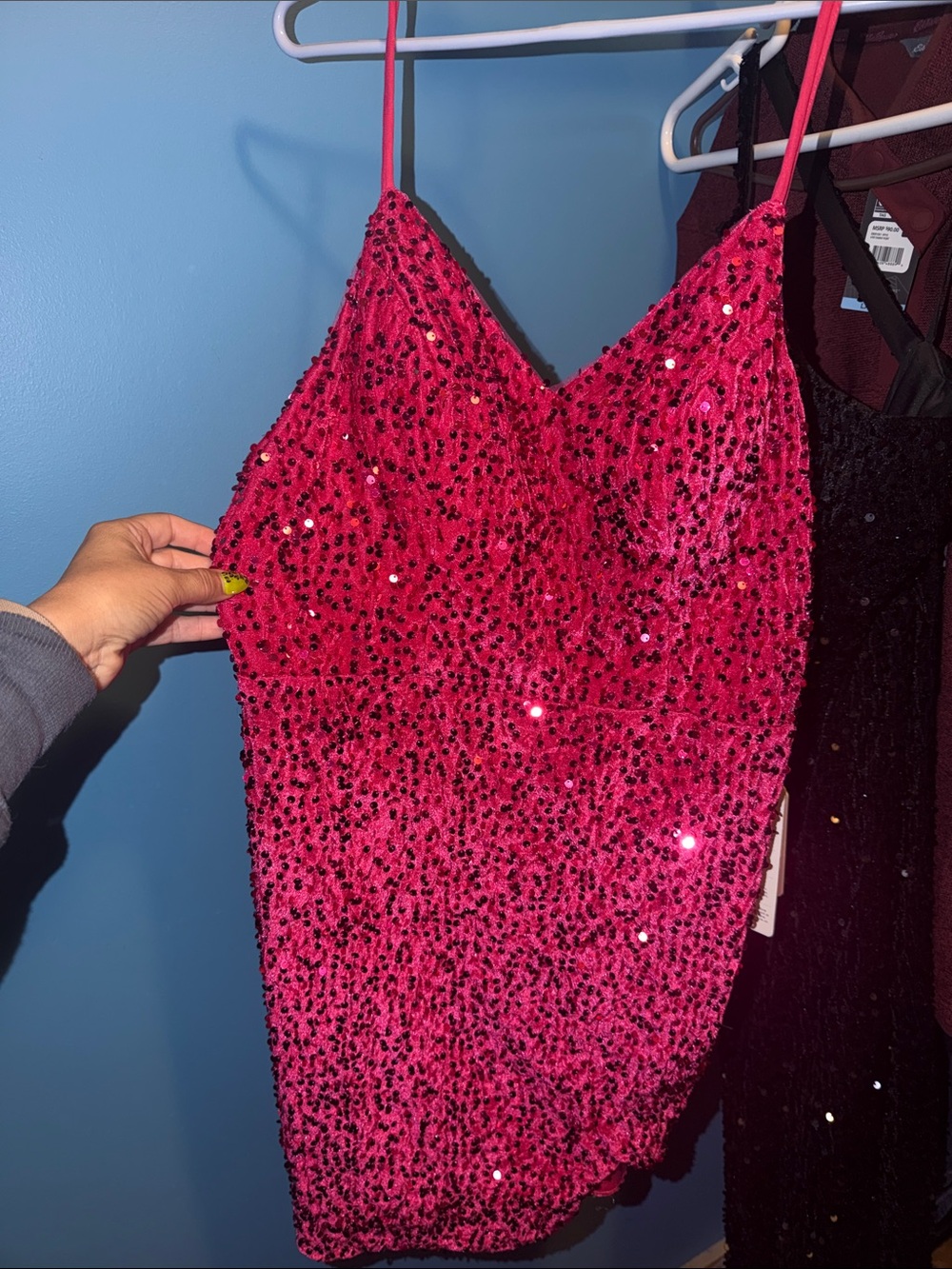 Hot Pink Sequin Cami Mini Dress